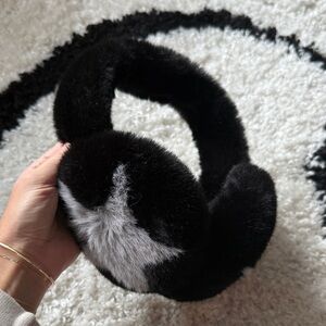 Emi Jay Black and White Faux Fur earmuffs sugar black
